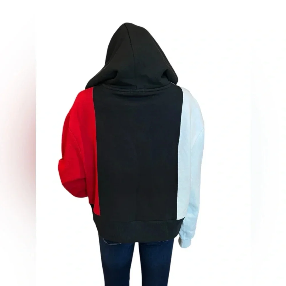 Polo Ralph Lauren Womens Color Block Logo Hoodie Black/ Multi Pullover Size M - Picture 7 of 14